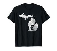 Detroit Michigan D - Mapa gráfico de Manoplas - Diseño de Ciudad del Motor Camiseta