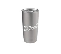 Detroit Michigan Mujeres Chica Divertidos Deportes 313 Condado de Wayne Vaso térmico de acero inoxidable de doble pared