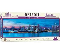 Detroit Michigan Rompecabezas Panorámico De 1000 Piezas Aqua 990mm x 330mm