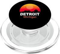 Detroit Michigan State USA Vintage Sunset Retro City Skyline PopSockets PopGrip para MagSafe