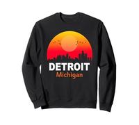 Detroit Michigan State USA Vintage Sunset Retro City Skyline Sudadera
