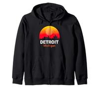 Detroit Michigan State USA Vintage Sunset Retro City Skyline Sudadera con Capucha