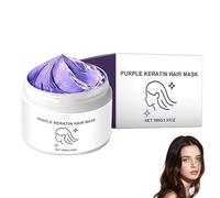 Detroitrain Masquilla para el cabello de queratina morada, máscara para el cabello púrpura de potencia, reparación de pelos acondicionador hidratante para pelos dañados y secos (1)