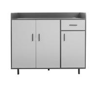 Dettchan Armario de almacenamiento de cocina, armario de almacenamiento con un cajón y tres puertas, aparador y cajones multiusos 100 x 34 x 92 cm