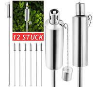 Deuba 12x Antorchas de Jardín de Aceite Acero Inoxidable 115cm Iluminación Exterior Mecha Fibra de Vidrio