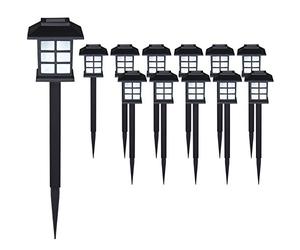 Deuba® 12x Luces Solares LED para Jardín con Sensor Lámparas Antorchas Negro Protección IPP Luz Solar