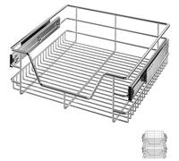 Deuba 2x Bandejas de Metal Telescópicas 50cm Cestas de Almacenamiento Extraíbles Carga 20Kg Cocina Cromada