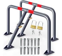 DEUBA® 2x Barreras de Aparcamiento Acero Bloqueo Parking Estacionamiento Candado con 3 Llaves Bandas Reflectantes Abatible