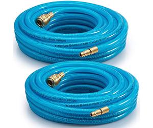 Deuba 2x Mangueras Compresor de Aire 10m 15Bar 1/4' Manguera Neumática Refuerzo Tela Acople Rápido