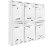 Deuba 6X Buzones de Correo Acero Sistema Buzón Pared Exterior 2 Llaves Ventana Placa Nombre Blanco