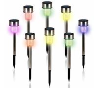 Deuba 8x Luces Solares LED Exterior Multicolor Lámpara de Camino Jardín Sensor Crepuscular Inalámbricas