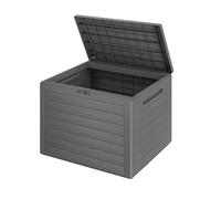 Deuba Baúl Almacenaje Exterior 190L Arcón Jardín Plástico Gris | 78x43,8x55cm, Efecto Madera, Polipropileno, Protección UV, Cierre Candado, Sistema Click, Asas, Terraza, Balcón, Interior
