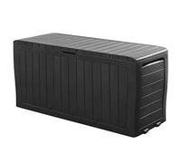 Deuba® Baúl de Almacenaje 270L Arcón Jardín Exterior con Ruedas Impermeable Resistente UV Asas Integradas Cojines Juguetes Mantas Herramientas Orden Garaje Patio Terraza Balcón 117x45cm Antracita