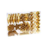 Deuba® Bolas Adornos para Árbol de Navidad Juego de 102 Piezas Mate Brillante Decoración Navideña Hogar Set Completo Colgante Interior Exterior Dorado