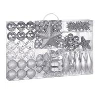 Deuba® Bolas Adornos para Árbol de Navidad Set Completo 102Pzs. Decoración Navideña Colgante Plateado