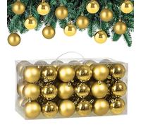 DEUBA® Bolas Árbol de Navidad Set Completo 54 Pzs. Adornos Decoración Brillante Mate Colgante Dorado