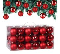 Deuba® Bolas Árbol de Navidad Set Completo 54 Pzs. Adornos Decoración Brillante Mate Colgante Rojo