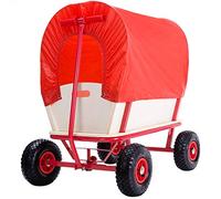 Deuba Carretilla de Madera de hasta 180 kg, 4 perfiles, 4 perfiles, Carro de Mano, Carro de Transporte, Estructura Tubular de Acero, Color Rojo