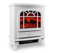 DEUBA® Chimenea Eléctrica de Pie Estufa Calefactor LED 1000W-2000W 50,4x28,3x60cm 30m² Blanca Decoración