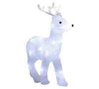 DEUBA® Ciervo LED Navidad 20 Luces IP44 Interior Exterior Acrílico | 32x25x9cm, Blanco Frío, Cable 5m, Bajo Consumo, Larga Duración, Resistente Salpicaduras, Decoración Festiva, Casa, Jardín