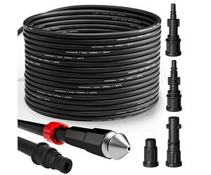 DEUBA® Desatascador Tuberias a Presion 15m, Compatible Karcher K2-K7 Bosch, Kit Manguera Limpieza, 160Bar, 4 Adaptadores, Desague Fregadero Herramientas Fontaneria, Limpiadoras a Presión