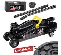 Deuba® Gato Hidráulico para Coches 2T Altura de Elevación 135-330mm con Almohadilla de Goma Ruedas Giratorias