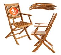 Deuba Juego de 4 Sillas Sydney de Madera de Acacia Sillas de jardín Plegables para Exteriores