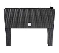 Deuba® Maceteros con Patas Extraíbles, Maceta Grande, Balcón Jardín Exterior, 60x25x46, 30L, Antracita, 3 Macetas Internas, Sistema de Riego, Jardinera Plantas Flores, Poliratán, 1 Unidad