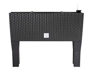 Deuba® Maceteros con Patas Extraíbles, Maceta Grande, Balcón Jardín Exterior, 60x25x46, 30L, Antracita, 3 Macetas Internas, Sistema de Riego, Jardinera Plantas Flores, Poliratán, 1 Unidad