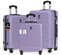 DEUBA Maletas Viaje Rígidas Set de 3 Trolley Ruedas 360° Lila Pastel