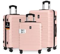 DEUBA Maletas Viaje Rígidas Set de 3 Trolley Ruedas 360° Rosa Pastel