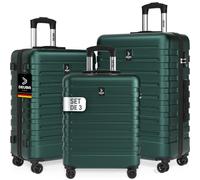 DEUBA Maletas Viaje Rígidas Set de 3 Trolley Ruedas 360° Verde Oscuro