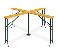 Deuba Mesa de Bar de Madera XXL de 4 Brazos para 20 Personas 241x241x104cm Plegable Exterior Camping