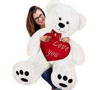 Oso de Peluche Blanco XL 100 cm corazón rojo I Love You