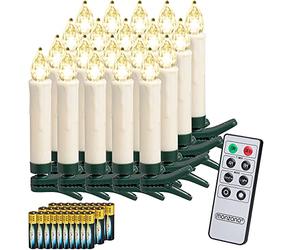 Deuba® Set de 20 Velas LED Árbol Navidad Decorativas In ontrol Remoto Pilas Temporizador Inalámbrico Blanco Cálido