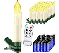 Deuba® Set de 40 Velas LED Árbol Navidad Decorativas Incl. Control Remoto Pilas Temporizador Inalámbrico Blanco Cálido