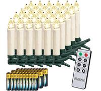 DEUBA Velas LED Árbol Navidad Set de 30 Temporizador Blanco Cálido