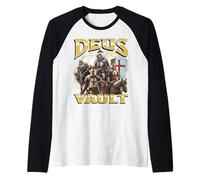 Deus Vault Funny Offensive Knight Meme Bootleg Gráfico Camiseta Manga Raglan