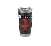 Deus Vult - Caballero Templario Cruzado Católico - Cruz Escarlata Vaso térmico de acero inoxidable de doble pared