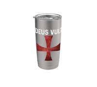 Deus Vult - Caballero Templario Cruzado Católico - Cruz Escarlata Vaso térmico de acero inoxidable de doble pared