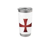 Deus Vult - Caballero Templario Cruzado Católico - Cruz Escarlata Vaso térmico de acero inoxidable de doble pared
