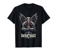 Deus Vult Cruzadas de Caballeros Templarios Medievales Camiseta