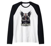 Deus Vult Cruzadas de Caballeros Templarios Medievales Camiseta Manga Raglan