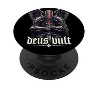 Deus Vult Cruzadas de Caballeros Templarios Medievales PopSockets PopGrip Adhesivo