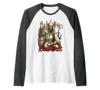Deus Vult - Rey Balduino IV de Jerusalén - Cruzados Camiseta Manga Raglan