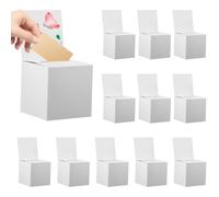 Deuson 12 urnas de cartón, 15 x 15 x 15 cm, caja de propuestas con ranura, urnas de cartón para comentarios, boletas, donaciones, tarjetas de visita (blanco)
