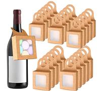 Deuson 25 cajas de botella de vino con ventana para colgar, cajas de vino plegables duraderas de papel caja de regalo decorativas para regalos, sostiene trufas de caramelo, galletas de