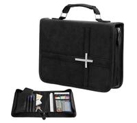 Deuson Funda para la Biblia con funda para teléfono móvil y asa, funda impermeable de material PU, regalo para hombres y mujeres (negro)