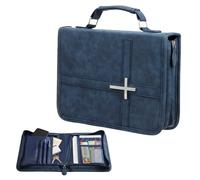 Deuson Funda para la Biblia con funda para teléfono móvil y asa, funda impermeable de material PU, regalo para hombres y mujeres (azul marino)