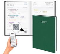 DEUSTO Agenda 2027 Pagina por Dia | Dietario Anual 14,5 x 20,5 cm Enero-Diciembre | Agenda con OrganaizED+, Cinta Marcapáginas, Encuadernación Cosida, Agenda de Oficina Estudiantes, Verde Oscuro